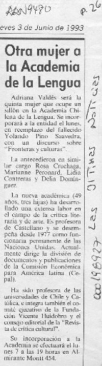 Otra mujer a la Academia de la Lengua  [artículo].