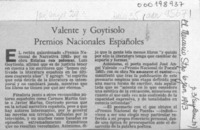 Valente y Goytisolo Premios Nacionales Españoles  [artículo].