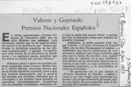 Valente y Goytisolo Premios Nacionales Españoles  [artículo].