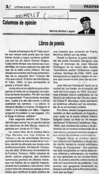 Libros de poesía  [artículo] Marino Muñoz lagos.