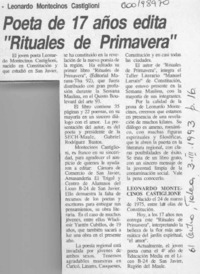 Poeta de 17 años edita "Rituales de primavera"  [artículo].
