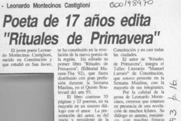 Poeta de 17 años edita "Rituales de primavera"  [artículo].