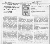 Aproximación a Gabriela Mistral  [artículo] Federico Tatter.