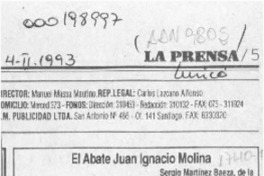 El abate Juan Ignacio Molina  [artículo] Sergio Martínez Baeza.
