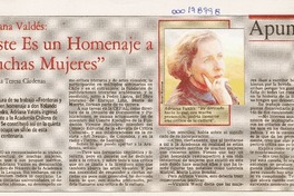 "Este es un homenaje a muchas mujeres"  [artículo] María Teresa Cárdenas.