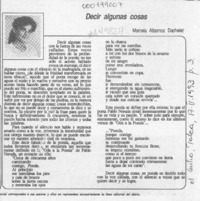 Decir algunas cosas  [artículo] Marcela Albornoz Dachelet.