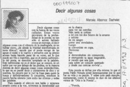 Decir algunas cosas  [artículo] Marcela Albornoz Dachelet.