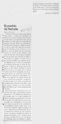 El pueblo de Neruda  [artículo] Jimena P. Zoñez G.