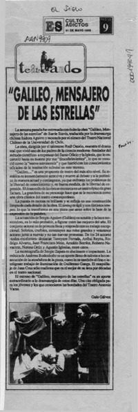 "Galileo, mensajero de las estrellas"  [artículo] Galo Gálvez.