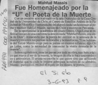 Fue homenajeado por la "U" el poeta de la muerte  [artículo].