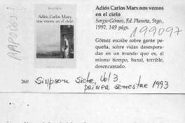 Adiós Carlos Marx, nos vemos en el cielo  [artículo]Sergio Parra.