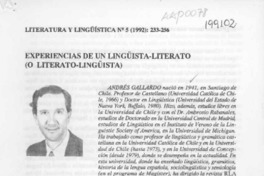 Experiencias de un lingüista-literato (o literato-lingüista)  [artículo].