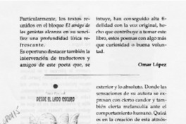 Desde el lado oscuro  [artículo] Omar López.