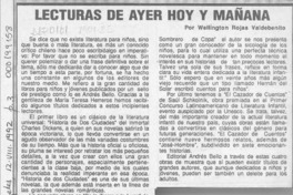 Lecturas de ayer hoy y mañana  [artículo] Wellington Rojas Valdebenito.