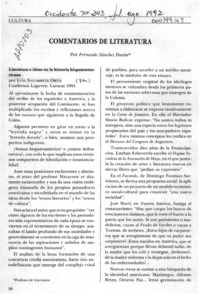 Comentarios de literatura  [artículo] Fernando Sánchez Durán.