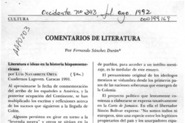 Comentarios de literatura  [artículo] Fernando Sánchez Durán.
