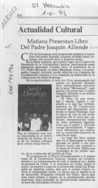 Mañana presentan libro del padre Joaquín Alliende  [artículo].