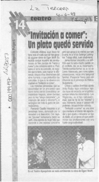 "Invitación a comer", un plato quedó servido  [artículo] Leopoldo Pulgar L.