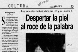 Despertar la piel al roce de la palabra  [artículo].