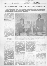 Reeditarán libro de cultura diaguita  [artículo].