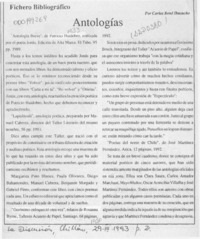 Antologías  [artículo] Carlos René Ibacache.