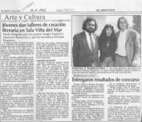 Jóvenes dan talleres de creación literaria en Sala Viña del Mar  [artículo].