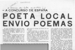 Poeta local envió poemas  [artículo].