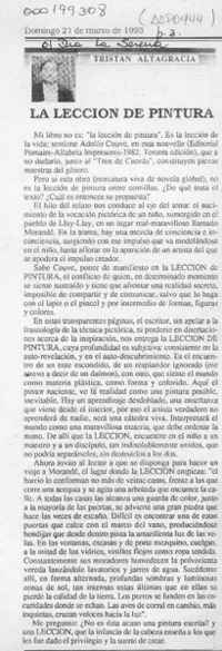 La lección de pintura  [artículo] Tristán Altagracia.