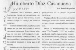 Humberto Díaz Casanueva  [artículo] Ramón Riquelme.
