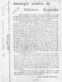 Antología poética de Edilberto Domarchi  [artículo] Luis Agoni Molina.