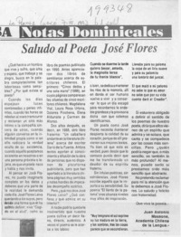 Saludo al poeta José Flores  [artículo] Juan Antonio Massone.