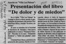 Presentación del libro "De dolor y de miedos"  [artículo].