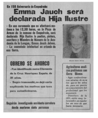 Emma Jauch será declarada Hija Ilustre