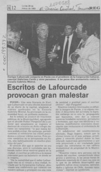 Escritos de Lafourcade provocan gran malestar  [artículo].