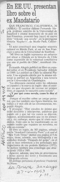 En EE.UU. presentan libro sobre el ex mandatario  [artículo].