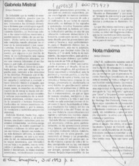 Gabriela Mistral  [artículo] Ornaldo Eade Pérez.