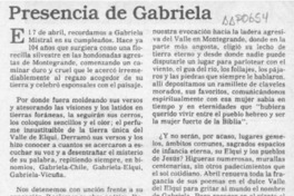 Presencia de Gabriela  [artículo] Ketty Farandato Politis.