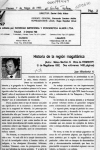 Historia de la región magallánica  [artículo] Juan Mihovilovic H.