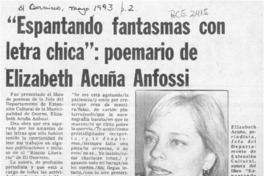 "Espantando fantasmas con letra chica", poemario de Elizabeth Acuña Anfossi  [artículo].