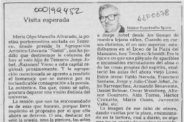 Visita esperada  [artículo] Néstor Fuentealba Spiess.