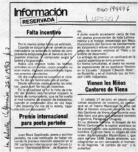 Premio internacional para poeta porteño  [artículo].