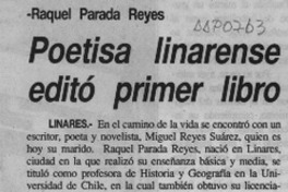 Poetisa linarense editó primer libro  [artículo].