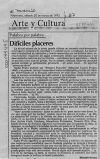 Difíciles placeres  [artículo] Marcelo Novoa.