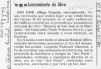 Lanzamiento de libro  [artículo] Hugo Urquejo.