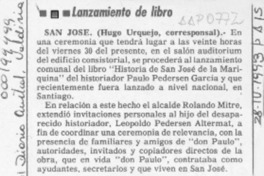 Lanzamiento de libro  [artículo] Hugo Urquejo.