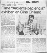 Filme "Ardiente paciencia" exhiben en cine chileno  [artículo].