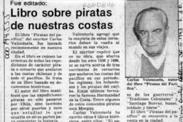 Libro sobre piratas de nuestras costas  [artículo].