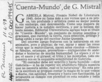 "Cuenta-mundo", de G. Mistral  [artículo].