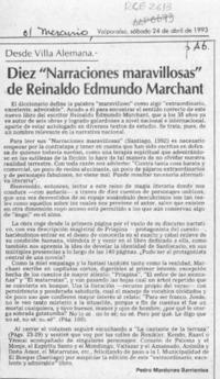 Diez "Narraciones maravillosas" de Reinaldo Edmundo Marchant  [artículo] Pedro Mardones Barrientos.