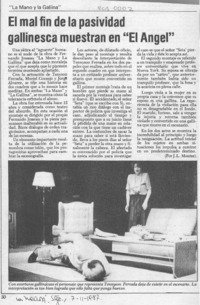 El mal fin de la pasividad gallinesca muestran en "El Angel"